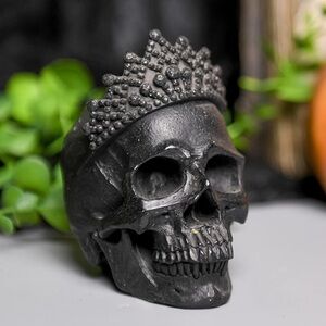 Halloween glitter black crown skull